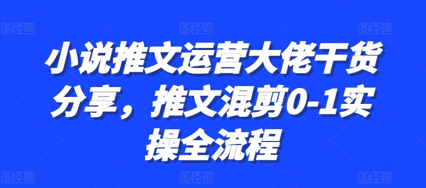 小说推文运营大佬干货分享，推文混剪0-1实操全流程-沐羽项目网