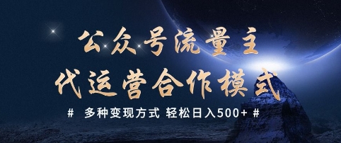 公众号流量主代运营  多种变现方式 轻松日入5张【揭秘】-资源V站