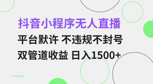 抖音小程序无人直播 平台默许 不违规不封号 双管道收益 日入多张 小白也能轻松操作【仅揭秘】-资源V站