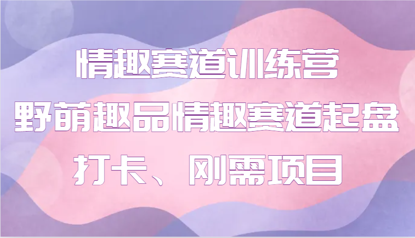情趣赛道训练营 野萌趣品情趣赛道起盘打卡、刚需项目-资源V站