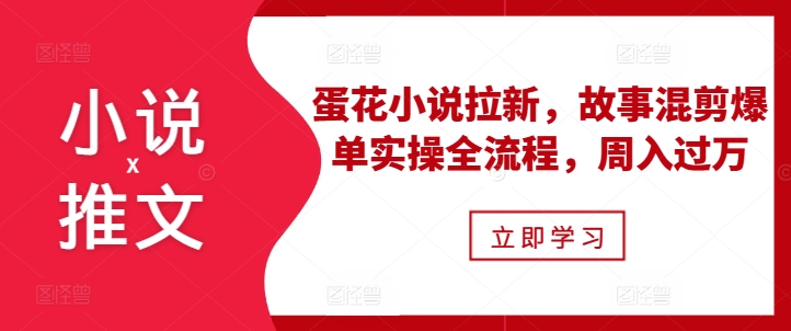 小说推文之蛋花小说拉新，故事混剪爆单实操全流程，周入过万-资源V站