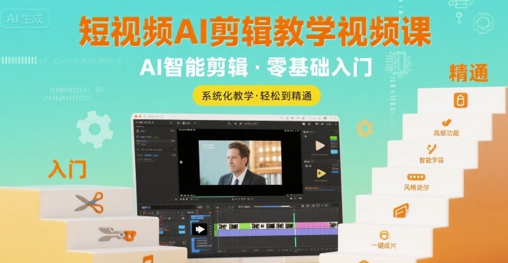 短视频AI剪辑教学视频课，入门到精通-资源V站
