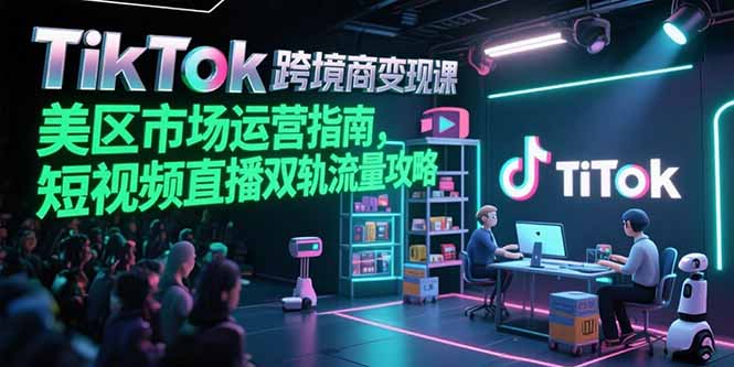 TikTok跨境电商变现课，美区市场运营指南，短视频直播双轨流量攻略-资源V站
