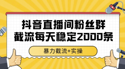 抖音直播间粉丝群截流，稳定采集数据全行业通用 2000条数据一天【揭秘】-资源V站