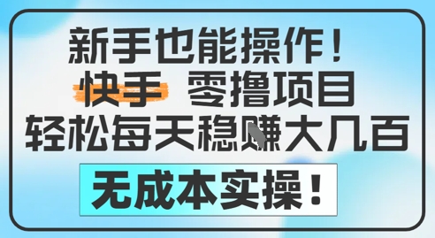 新手也能操作，快手零撸挣米，轻松每天挣2-5张，完全无成本-资源V站