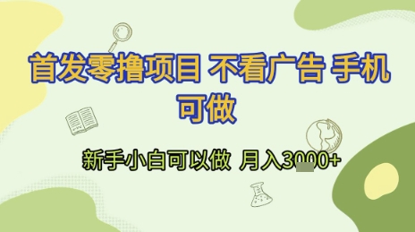 首发零撸项目 不看广告 手机可做 新手小白可以做  月入3k+【揭秘】-资源V站