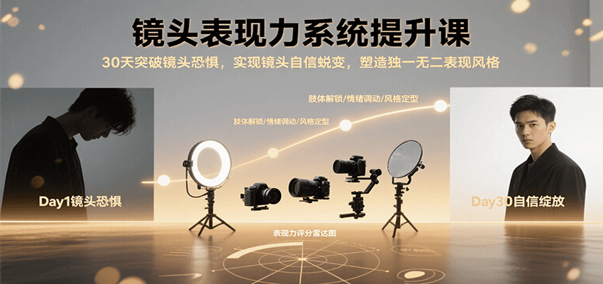 镜头表现力系统提升课，30天突破镜头恐惧实现自信蜕变，塑造独一无二表现风格-资源V站