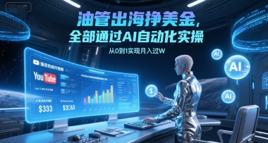 油管出海挣美金，全部通过AI自动化实操，从0到1实现月入过W-资源V站