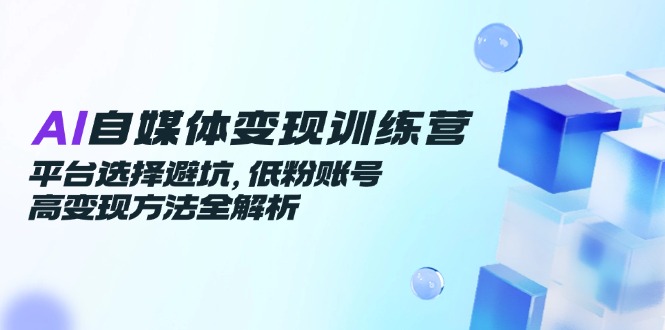 AI自媒体变现训练营，平台选择避坑，低粉账号高变现方法全解析-资源V站