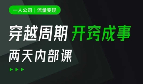 一人公司：流量变现课，一人公司的方法模型拆解， 拆解富人思维，流量思维，小老板思维等-资源V站