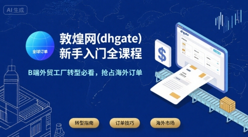敦煌网(dhgate)新手入门全课程，B端外贸工厂转型必看，抢占海外订单-资源V站