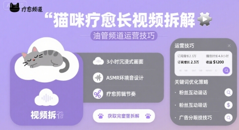 猫咪疗愈长视频拆解 &油管频道运营技巧-资源V站