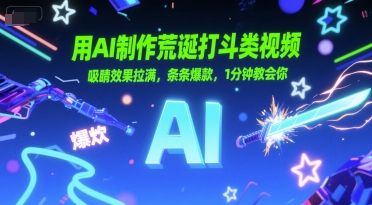 用AI制作荒诞打斗类视频，吸睛效果拉满，条条爆款，1分钟教会你-资源V站