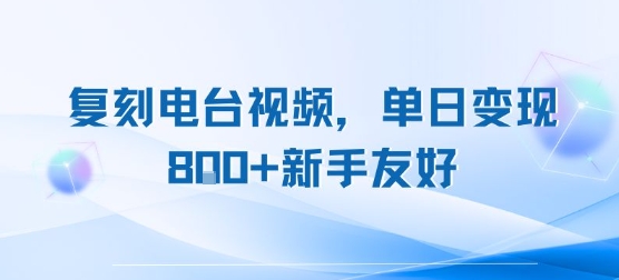 复刻电台视频，单日变现8张+新手友好，长期可做-资源V站