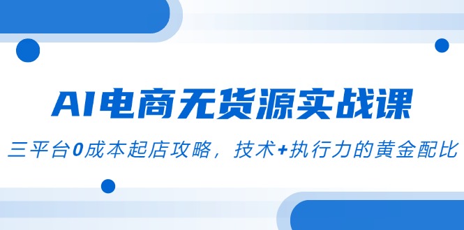 AI电商无货源实战课，三平台0成本起店攻略，技术+执行力的黄金配比-资源V站