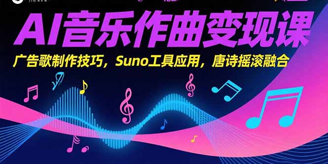 AI音乐作曲变现课，广告歌制作技巧，Suno工具应用，唐诗摇滚融合-资源V站