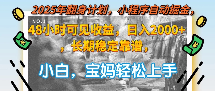 2025年翻身计划，小程序自动掘金48小时可见收益，日入2000+，长期稳定…-资源V站