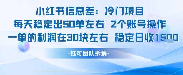 小红书信息差冷门项目一单利润30块每天稳定1.5k左右2个账号操作-资源V站