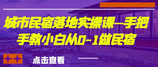 城市民宿落地实操课—手把手教小白从0-1做民宿-资源V站