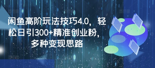 闲鱼高阶玩法技巧4.0，轻松日引300+精准创业粉，多种变现思路-资源V站
