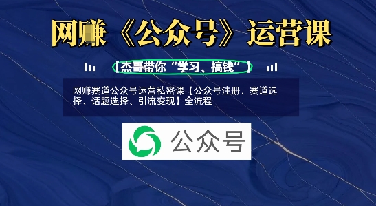 网创赛道公众号运营私密课【公众号注册、赛道选择、话题选择、引流变现】全流程-资源V站