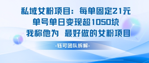 私域女粉项目：每单固定21块，单日变现超1k+，最好做的女粉项目-资源V站