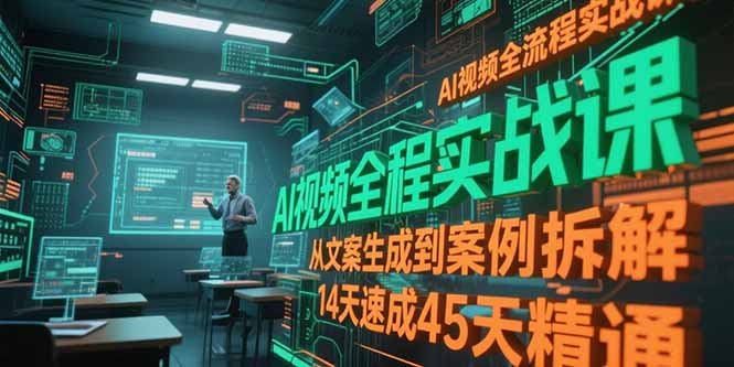 AI视频全流程实战课，从文案生成到案例拆解，14天速成45天精通-资源V站