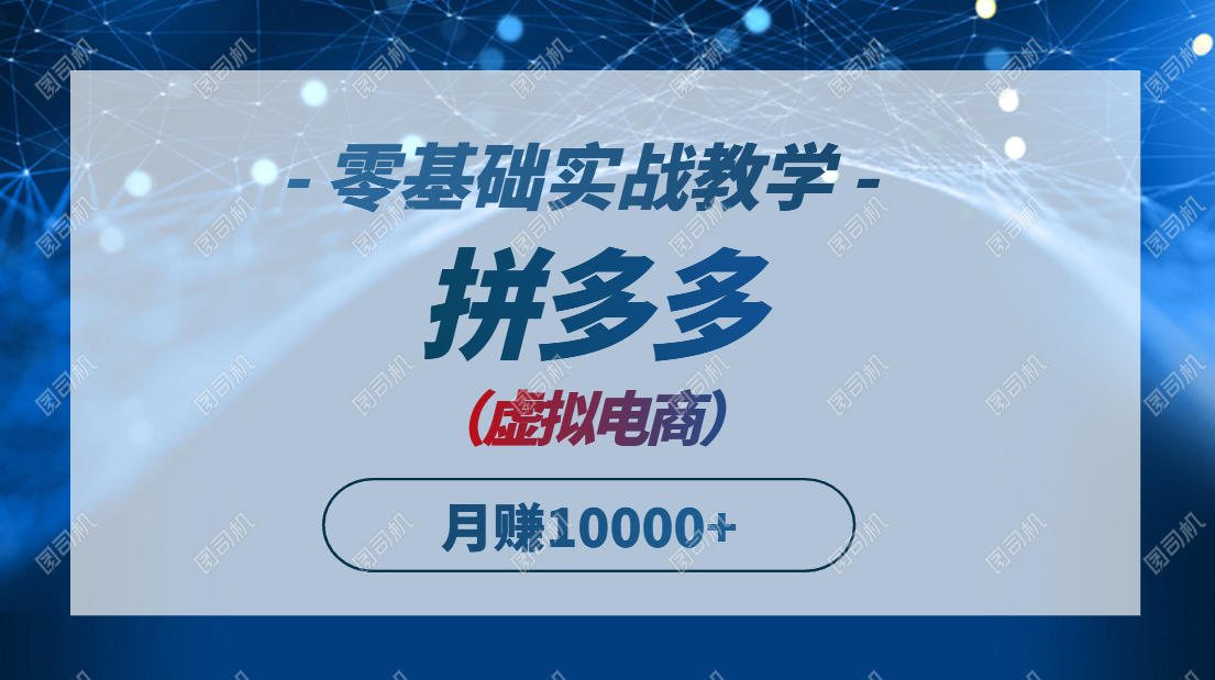 拼多多虚拟电商，零基础实战教学，快速打爆商品，新手也能月入10000+-资源V站