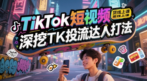 TikTok短视频带货线上课，深挖TK投流达人打法-资源V站