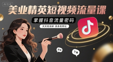 美业精英短视频流量课，掌握抖音流量密码，天天有询单，条条有转化-资源V站