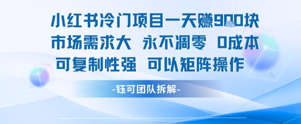 小红书冷门项目一天收益9张，市场需求大，0成本，可复制性强可以矩阵操作-资源V站