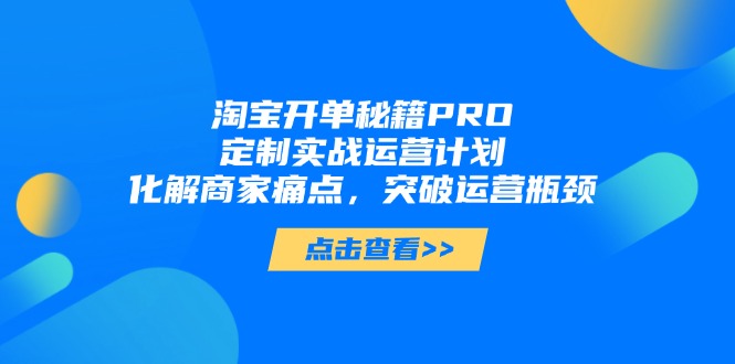 淘宝开单秘籍PRO，定制实战运营计划，化解商家痛点，突破运营瓶颈-资源V站