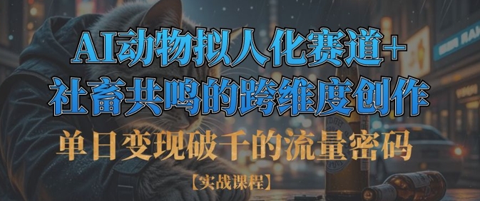 单日变现破千的流量密码，AI动物拟人化赛道+社畜共鸣的跨维度创作-资源V站