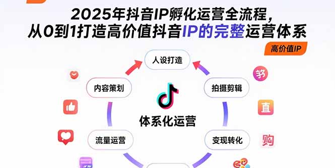 2025年抖音IP孵化运营全流程，从0到1打造高价值抖音IP的完整运营体系-资源V站