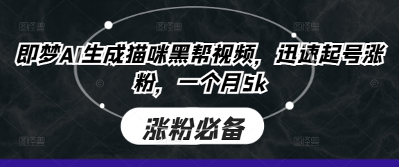 即梦AI生成猫咪黑帮视频，迅速起号涨粉，一个月5k-资源V站