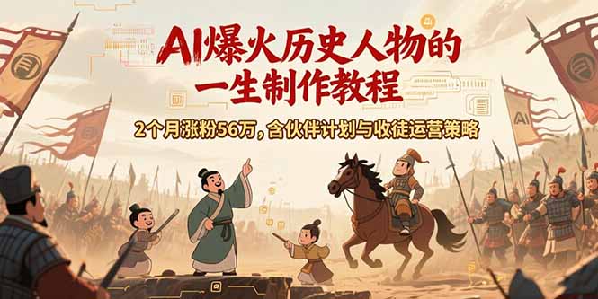 AI历史人物赛道课程，2个月涨粉56万，含伙伴计划与收徒运营策略-资源V站