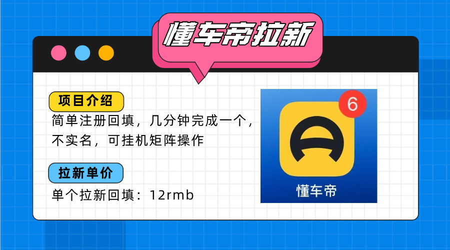 懂车帝邪修拉新玩法，简单注册回填，不sm，单个拉新12rmb，轻松日入200+-资源V站