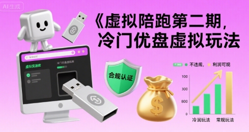 虚拟陪跑第二期，冷门优盘虚拟玩法，不违规，利润可观-资源V站