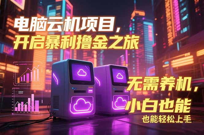 电脑云机项目 暴力撸金玩法，不需要养机 配置没有要求 单机100个窗口一…-资源V站