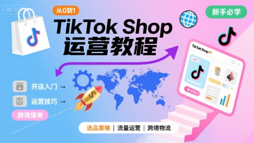 TikTok Shop从0到1运营教程，TikTok跨境电商新手必学课程-资源V站