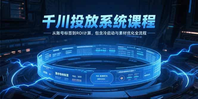 千川投放系统课程，从账号标签到ROI计算，包含冷启动与素材优化全流程-资源V站