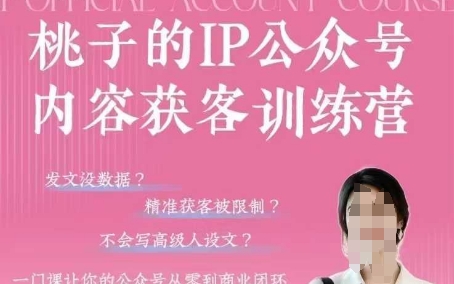 桃子IP公众号内容获客训练营，一门让你公众号从0到商业闭环的课程-资源V站