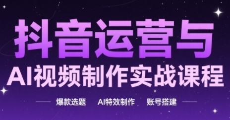抖音运营与AI视频制作实战课程，爆款选题-AI特效制作-账号搭建-资源V站