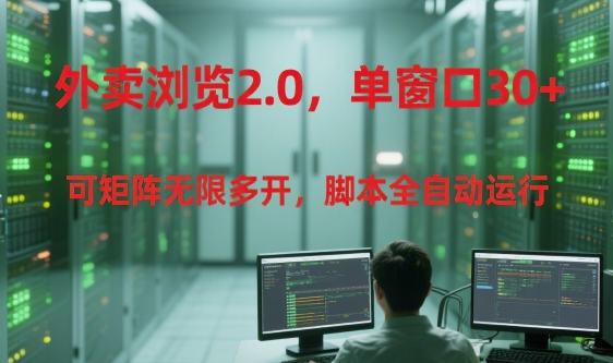 外卖浏览2.0，单窗口30+可矩阵无限多开，脚本全自动运行【揭秘】-资源V站