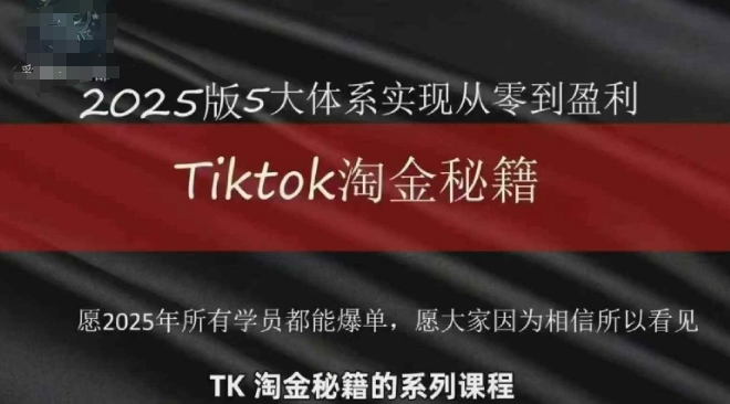 TikTok跨境2025淘金秘籍，​2025TikTok从0到盈利变现-资源V站