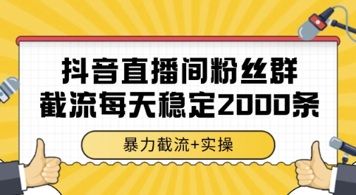 抖音直播间粉丝群暴力截流，一台电脑每天稳定2000条数据，暴力截流+实操 【揭秘】-资源V站