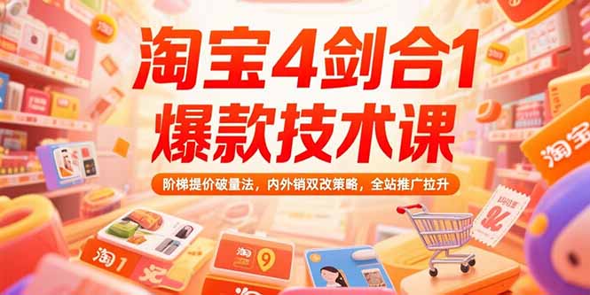 淘宝4剑合1爆款技术课73期：阶梯提价破量法，内外销双改策略 全站推广拉升-资源V站
