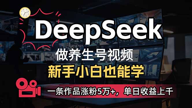 小白用DeepSeek做养生号，一条作品涨粉5万+，单日收益上千-资源V站