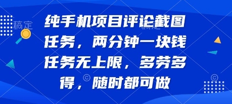 纯手机项目评论截图任务，两分钟一块钱 任务无上限多劳多得，随时随地都能做【揭秘】-资源V站