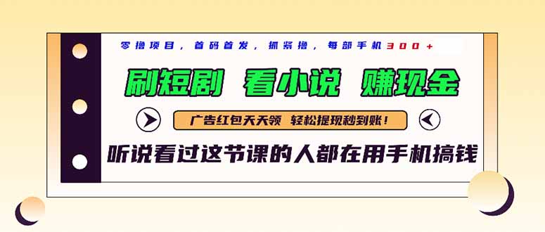 最新短剧平台，刷短剧，看小说，赚现金，一部手机日入300+-资源V站